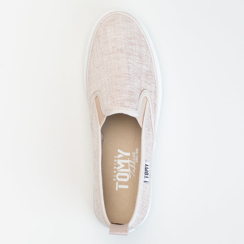 TOMY LINEN PLATFORM SLIP ON