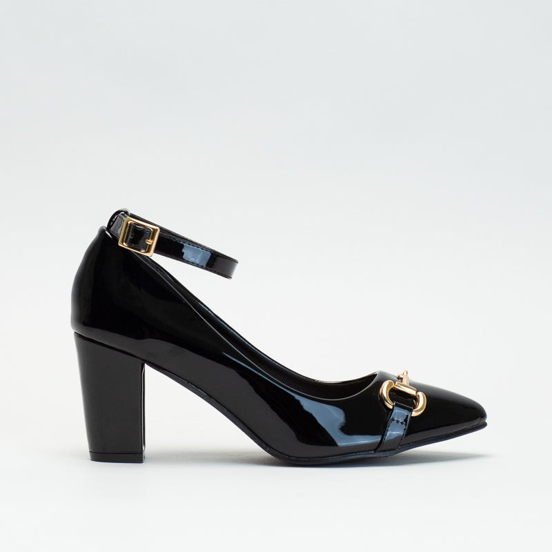 Unreal Women Patent Gold Trim Ankle Strap _ 135700