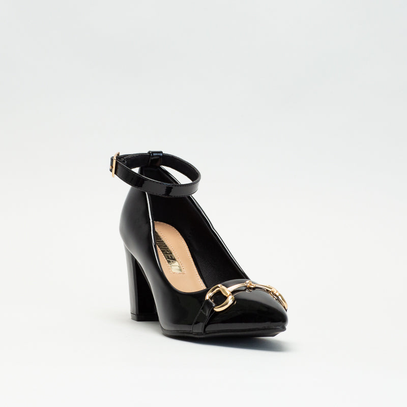Unreal Women Patent Gold Trim Ankle Strap _ 135700