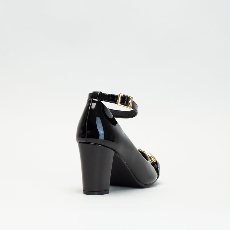 Unreal Women Patent Gold Trim Ankle Strap _ 135700