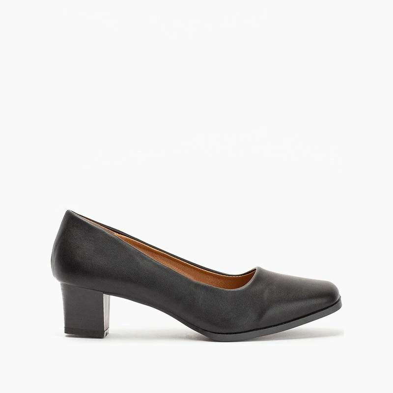 Black square toe court shoes discount