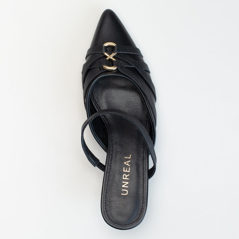 Pointy with Metal Trim-Black