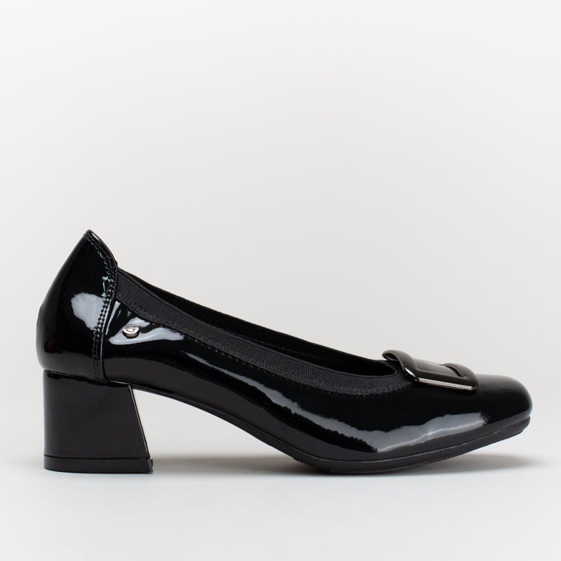BLOCK HEEL WITH OVERSIZED TRIM