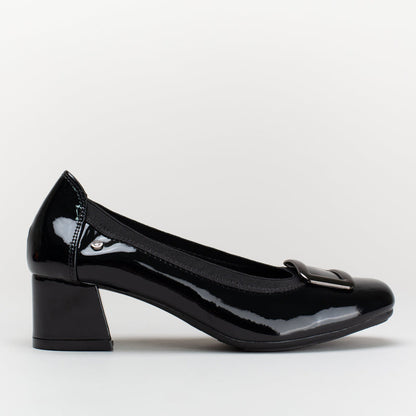 BLOCK HEEL WITH OVERSIZED TRIM