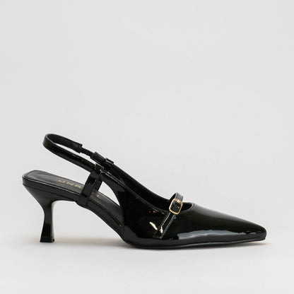 KITTEN HEEL POINTY SLING BACK