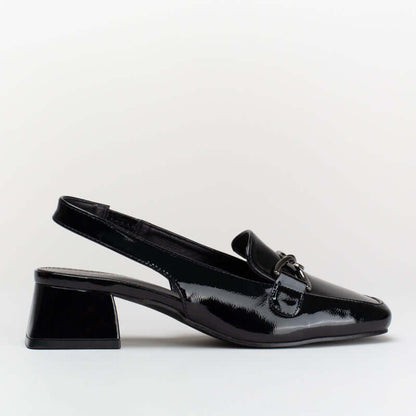Sling Back Block Heel With Saddle Trim
