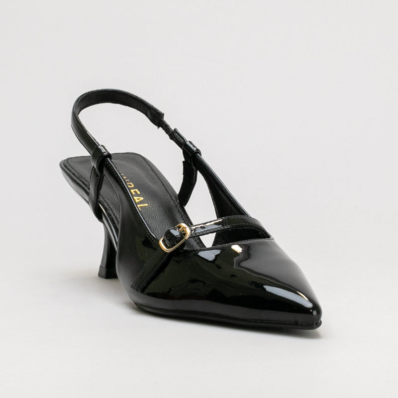 KITTEN HEEL POINTY SLING BACK