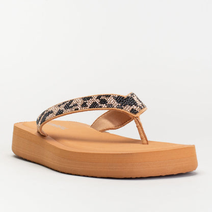 Animal Print Diamante Thong