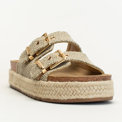 Double Buckle With Espadrlle Platform