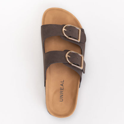 DOUBLE BUCKLE FOOTBED MULE SANDAL