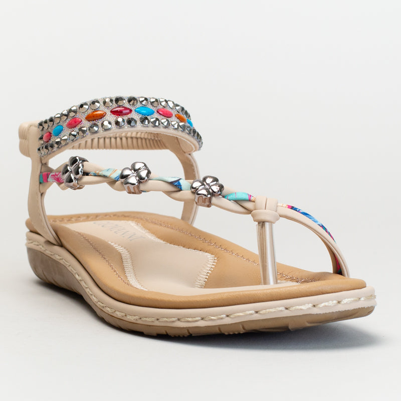 Comfort Asymetrical Toe Post Sandal-Natural