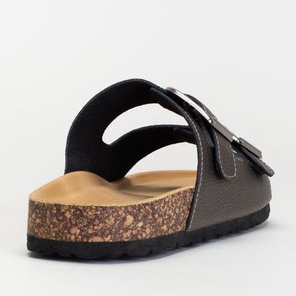 Double Buckle Footbed Mule Sandal _ 166409