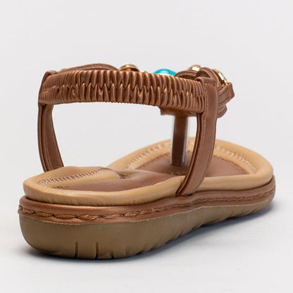 Comfort Thong Sandal with Stone Detail
