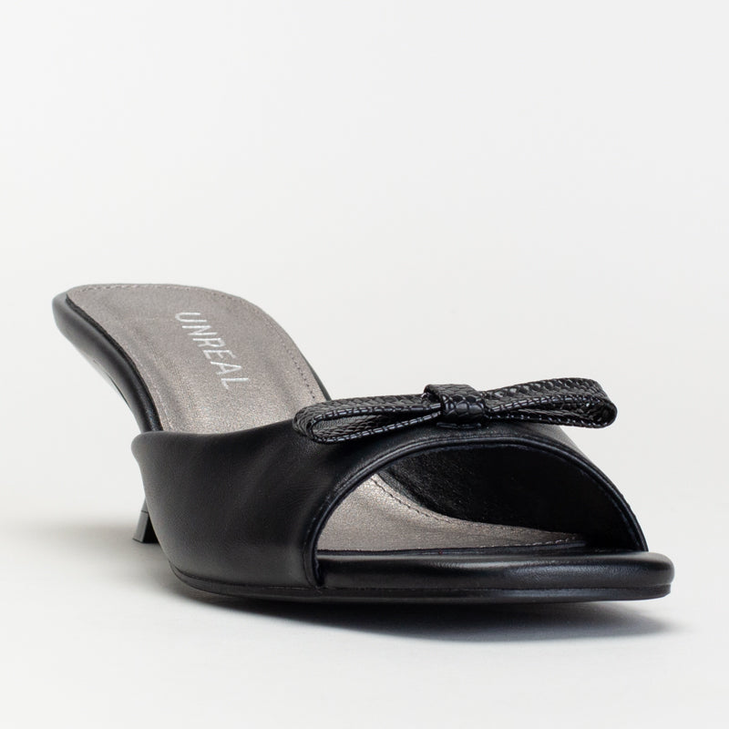 KITTEN HEEL MULE WITH BOW
