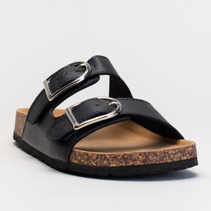 Double Buckle Footbed Mule Sandal
