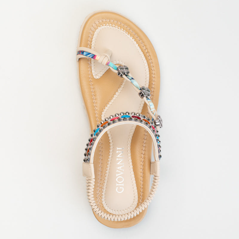 Comfort Asymetrical Toe Post Sandal-Natural