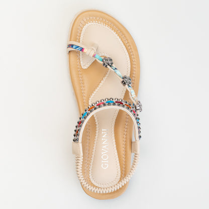 Comfort Asymetrical Toe Post Sandal-Natural