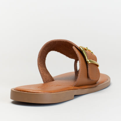 Leather Thong Sandal With Side Buckle