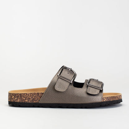 Double Buckle Footbed Mule Sandal _ 166409