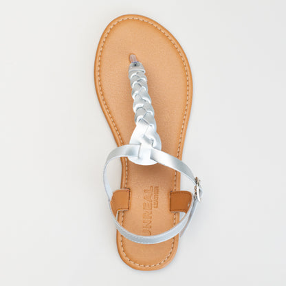 Platted Leather Thong Sandal