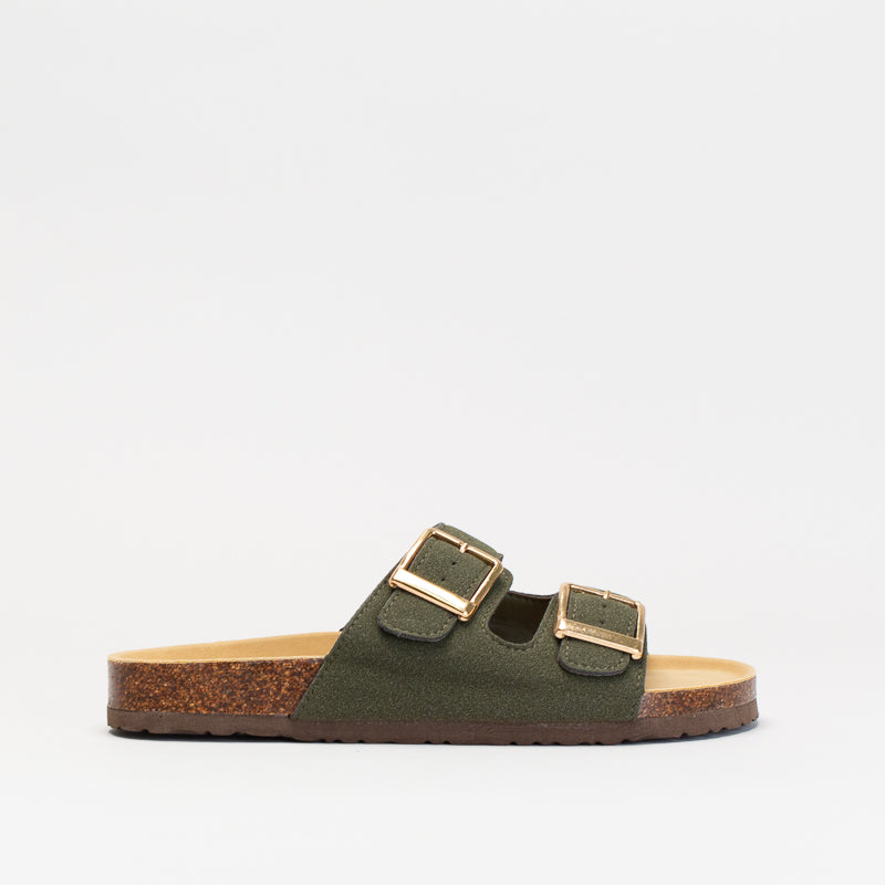 Double Buckle Footbed Mule Sandal
