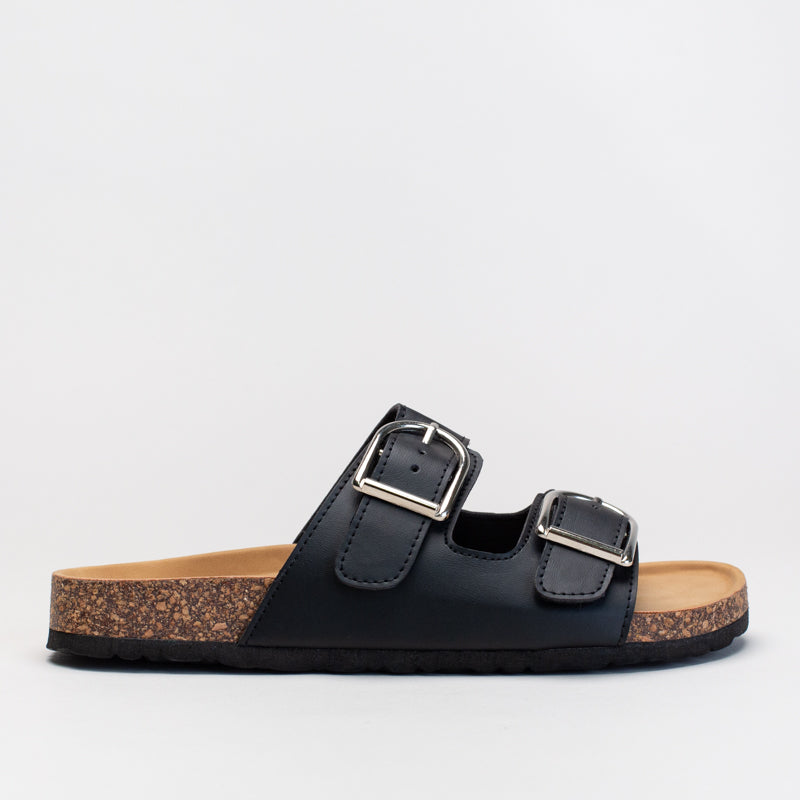 Double Buckle Footbed Mule Sandal