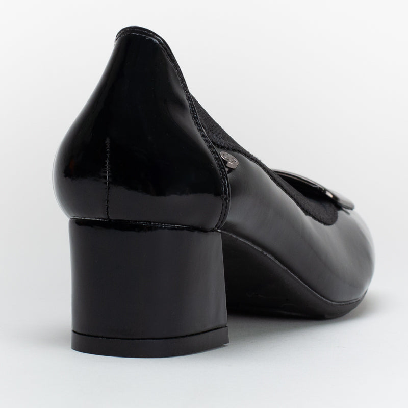 BLOCK HEEL WITH OVERSIZED TRIM