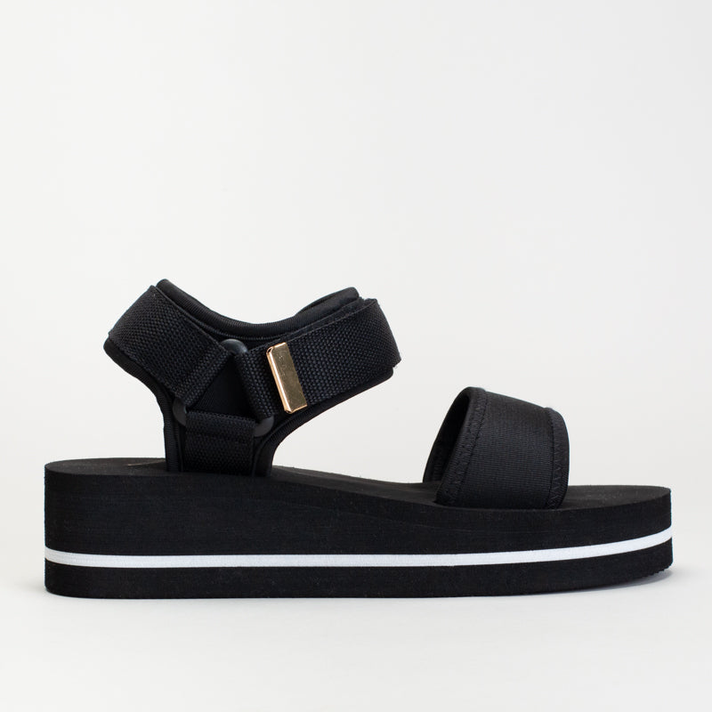 WEDGE WITH STITCH DETAIL AND PRINTED ANKLE