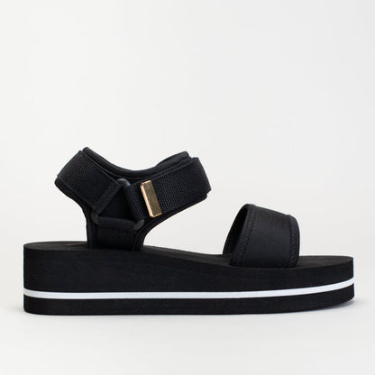 WEDGE WITH STITCH DETAIL AND PRINTED ANKLE