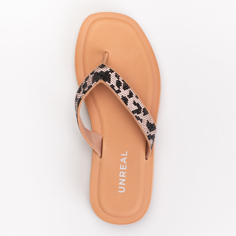Animal Print Diamante Thong