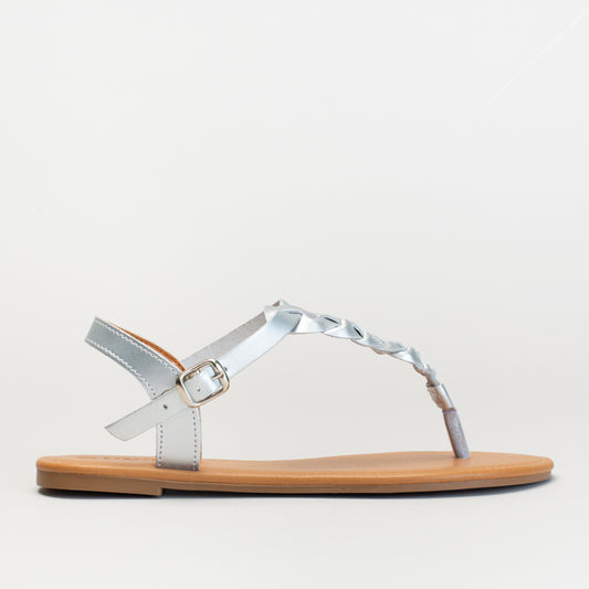 Platted Leather Thong Sandal
