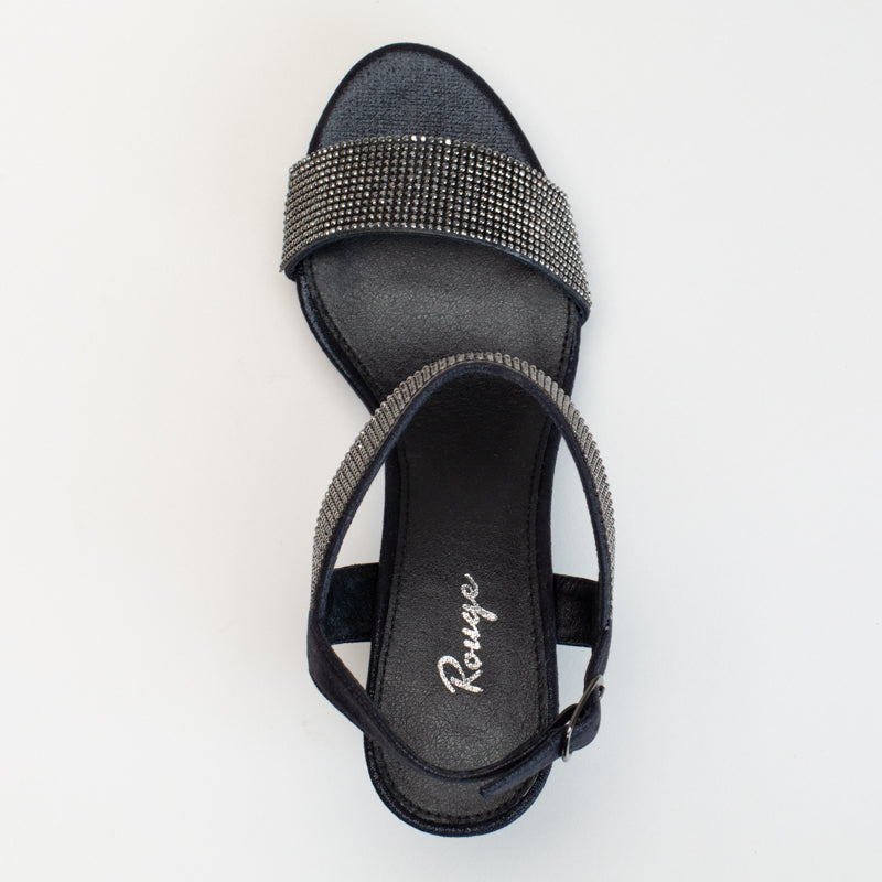 Ladies double diamante low platform