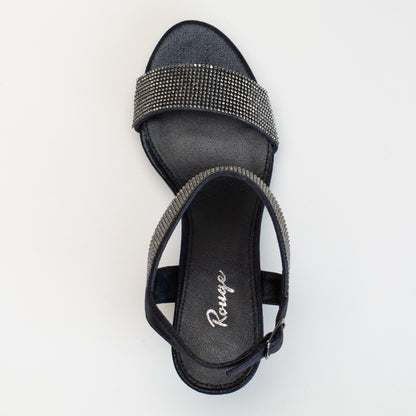 Ladies double diamante low platform