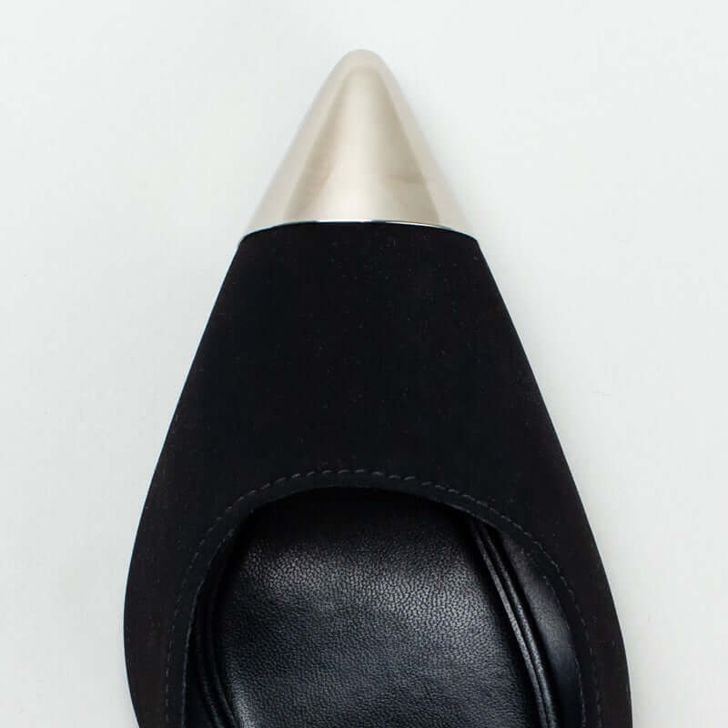Sling back heel wht mattalic toe cap _ 161555