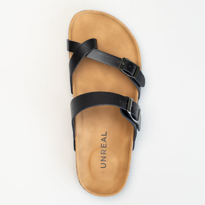 Unreal Ladies Toe Post Double Buckle Sandal