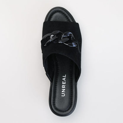 Comfort Mule Wedge with Chain Trim