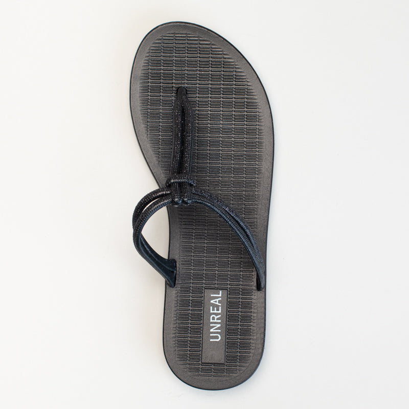 Glitter Toe Thong - Black