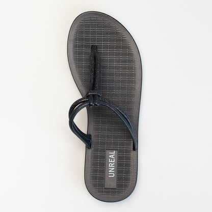 Glitter Toe Thong - Black