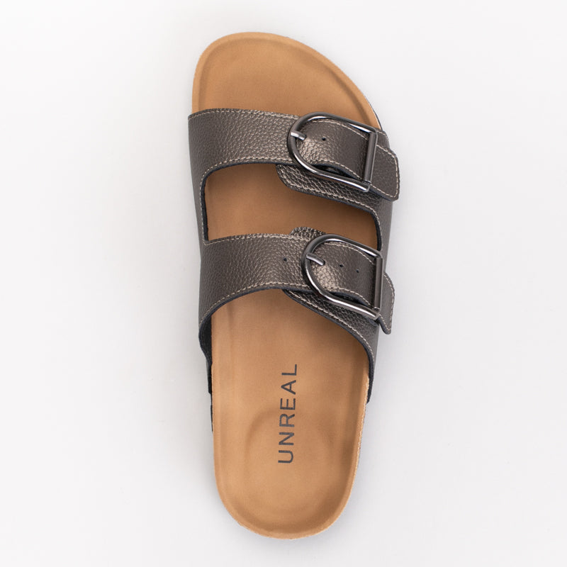 Double Buckle Footbed Mule Sandal _ 166409