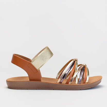 Metallic multi-strap sandal