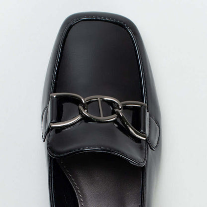 Sling Back Block Heel With Saddle Trim