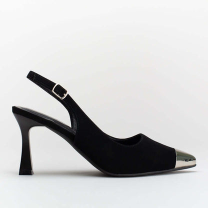 Sling back heel wht mattalic toe cap _ 161555