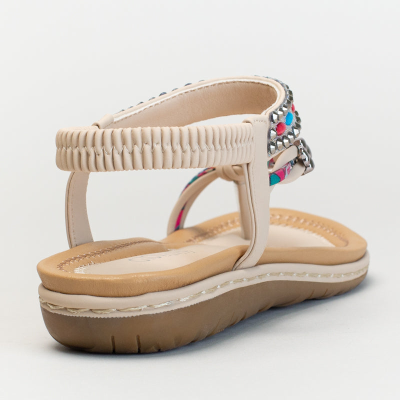 Comfort Asymetrical Toe Post Sandal-Natural