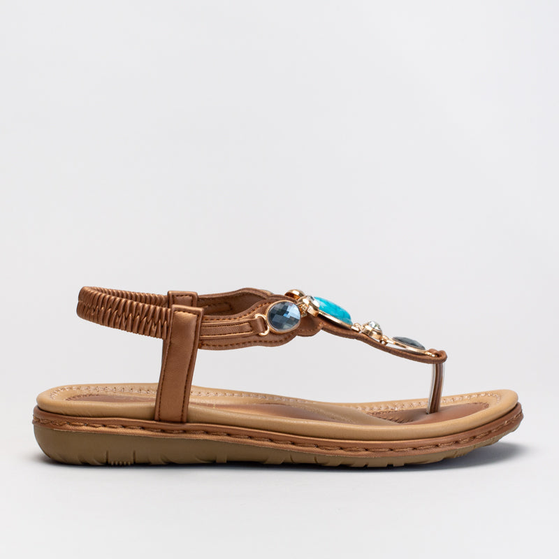 Comfort Thong Sandal with Stone Detail