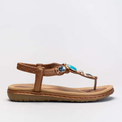 Comfort Thong Sandal with Stone Detail