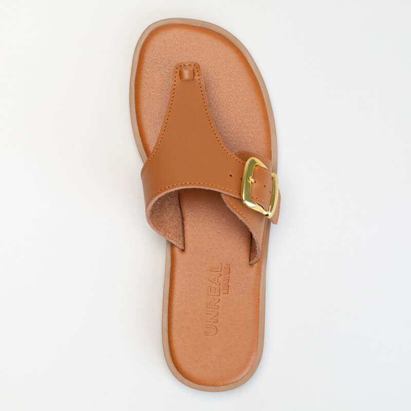 Leather Thong Sandal With Side Buckle