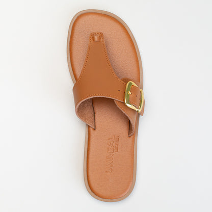 Leather Thong Sandal With Side Buckle