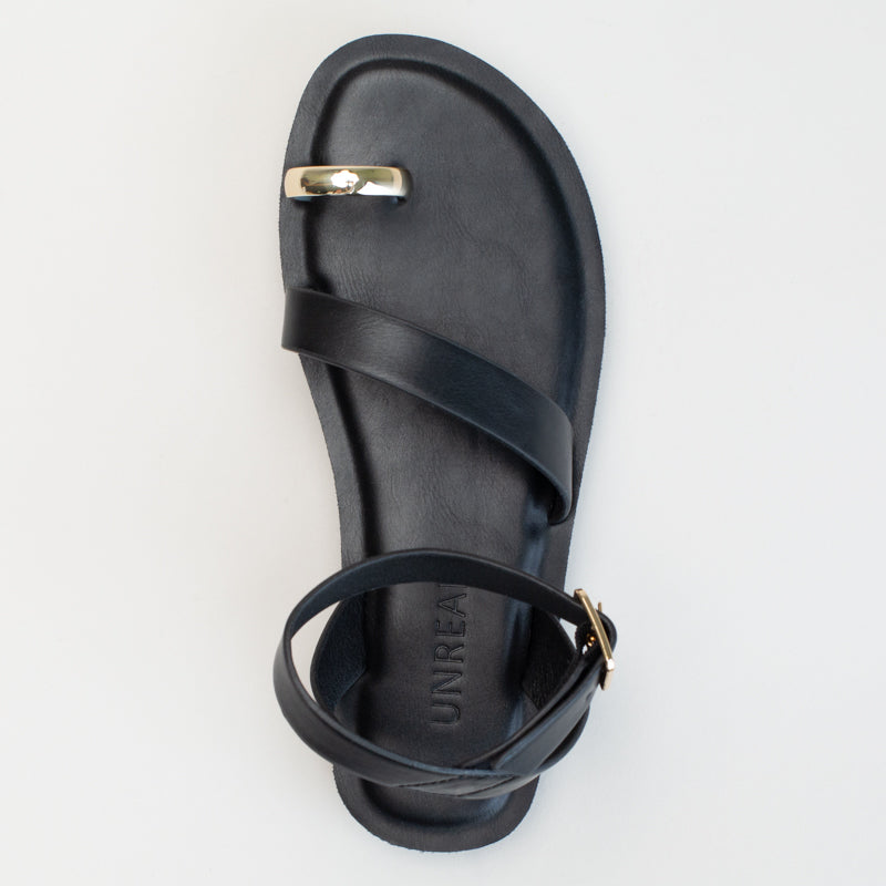 Toe Ring Ankle Strap-Black