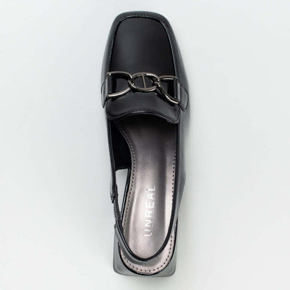Sling Back Block Heel With Saddle Trim