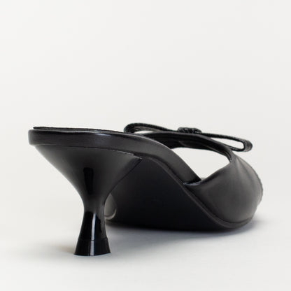 KITTEN HEEL MULE WITH BOW